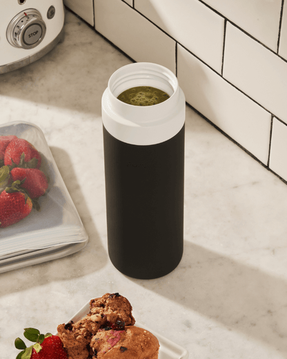 Insulated Ceramic Wide Mouth Bottle - Charcoal - by Famigift