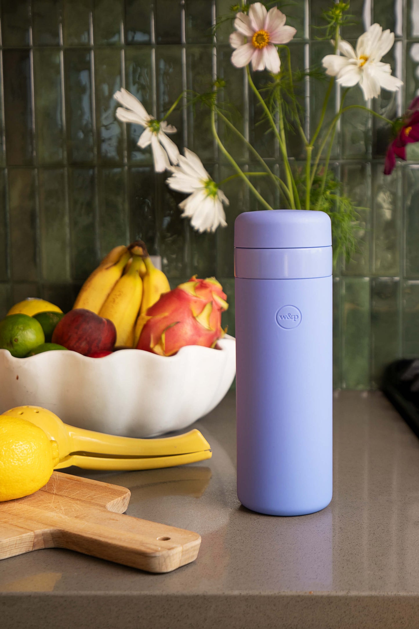 Insulated Ceramic Wide Mouth Bottle - Terrazzo Cream - by Famigift