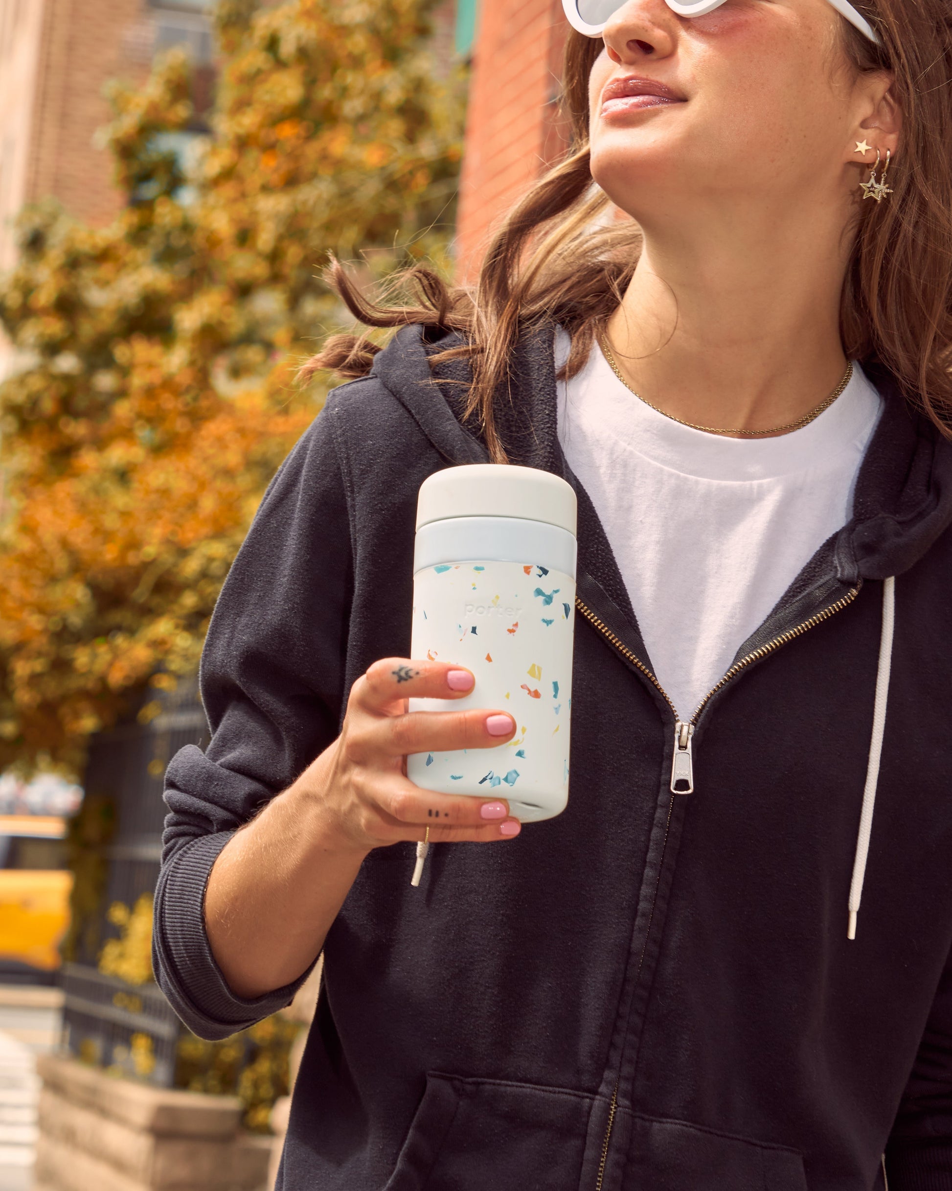 Insulated Ceramic Wide Mouth Bottle - Terrazzo Cream - by Famigift