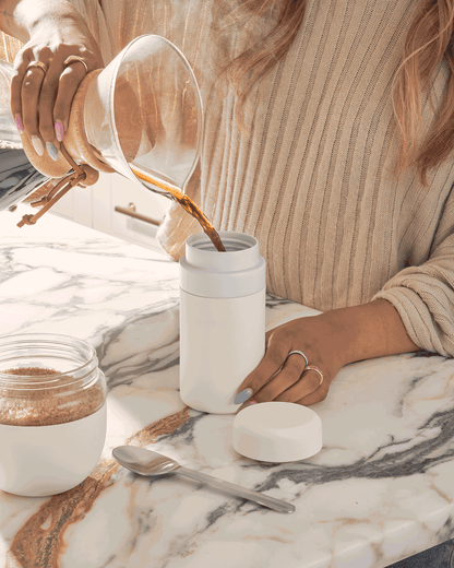 Insulated Ceramic Wide Mouth Bottle - Cream - by Famigift