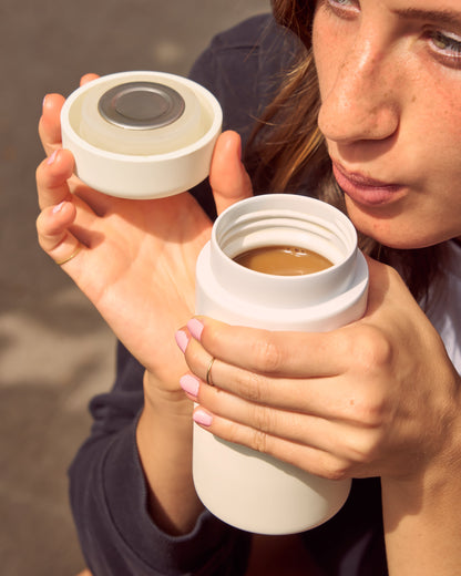 Insulated Ceramic Wide Mouth Bottle - Cream - by Famigift