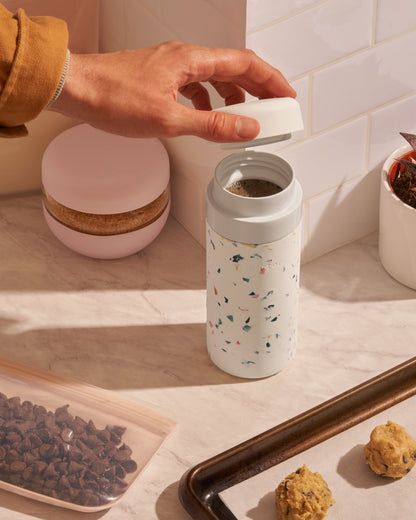 Insulated Ceramic Wide Mouth Bottle - Terrazzo Blush - by Famigift