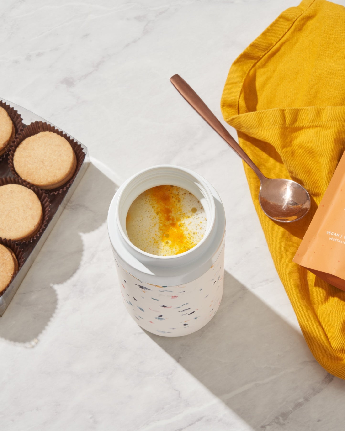 Insulated Ceramic Wide Mouth Bottle - Terrazzo Cream - by Famigift