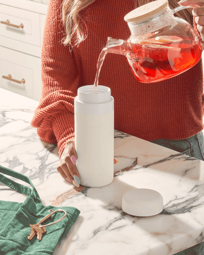 Insulated Ceramic Wide Mouth Bottle - Cream - by Famigift