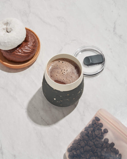Portable Ceramic Insulated Wine Glass - Terrazzo Cream - by Famigift