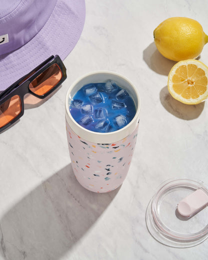 Portable Ceramic Insulated Tumbler - Terrazzo Blush - by Famigift