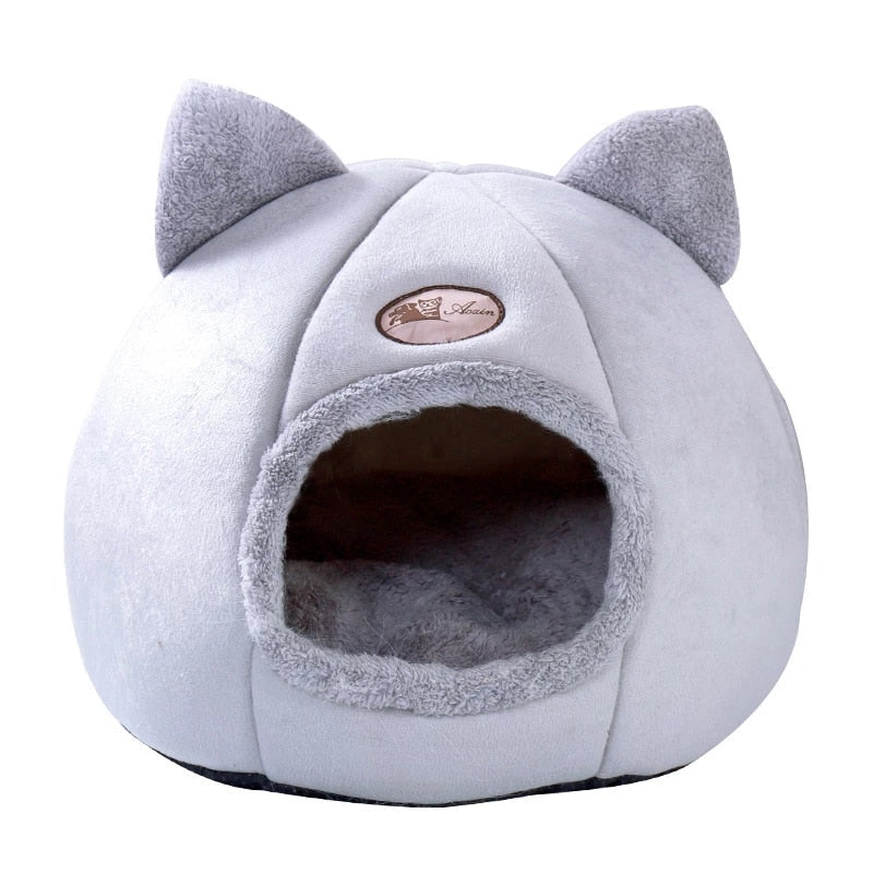 PeyPlush, Soft, Portable, and Foldable Cat House Cave - Light grey House - by Famigift
