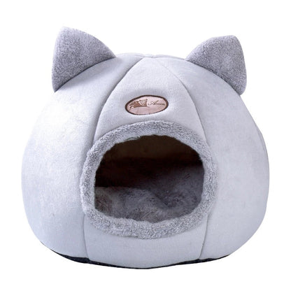 PeyPlush, Soft, Portable, and Foldable Cat House Cave - Light grey House - by Famigift