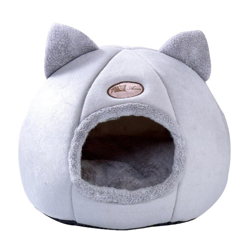 PeyPlush, Soft, Portable, and Foldable Cat House Cave - Light grey House - by Famigift