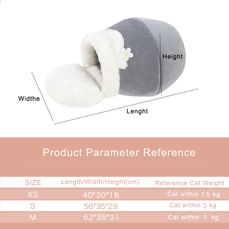PeyPlush, Soft, Portable, and Foldable Cat House Cave - Grey Honey Jar - by Famigift