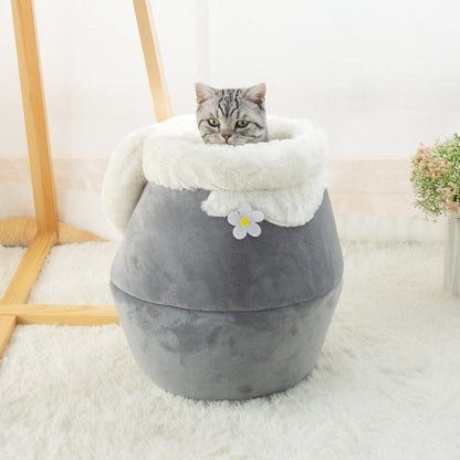 PeyPlush, Soft, Portable, and Foldable Cat House Cave - Brown Honey Jar - by Famigift