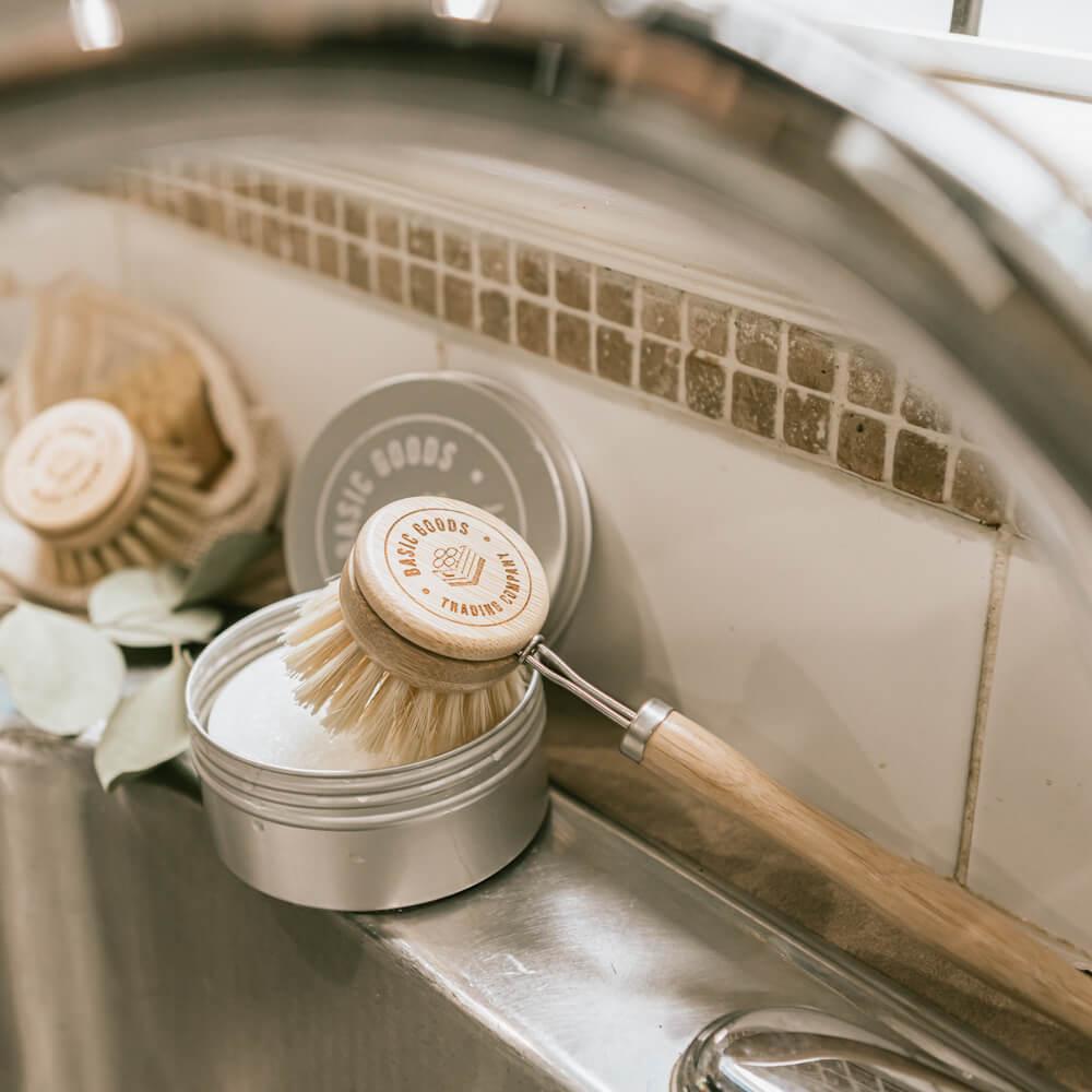 Bamboo Dishwashing Brush with Handle - by Famigift