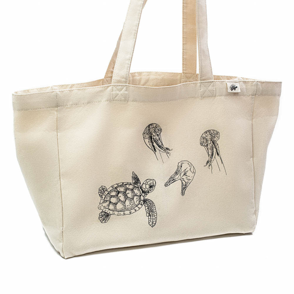 Canvas Tote Bag - Large With Compartments - Not a Plastic Bag - by Famigift