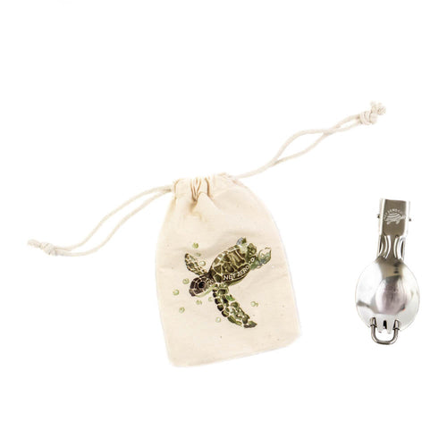 Stainless Steel Folding Spork - With Cotton Pouch - Default Title - by Famigift