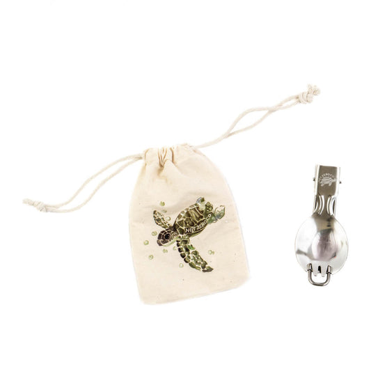 Stainless Steel Folding Spork - With Cotton Pouch - Default Title - by Famigift