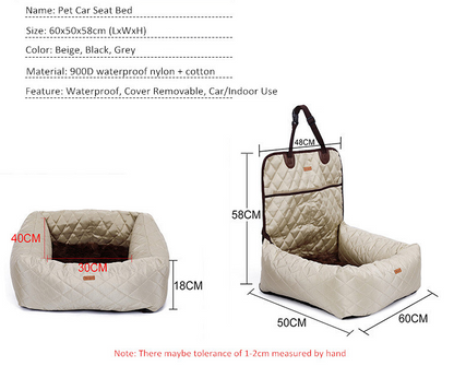 Dog car seat bed travel for indoor/car use pet car carrier bed cover removable - by Famigift