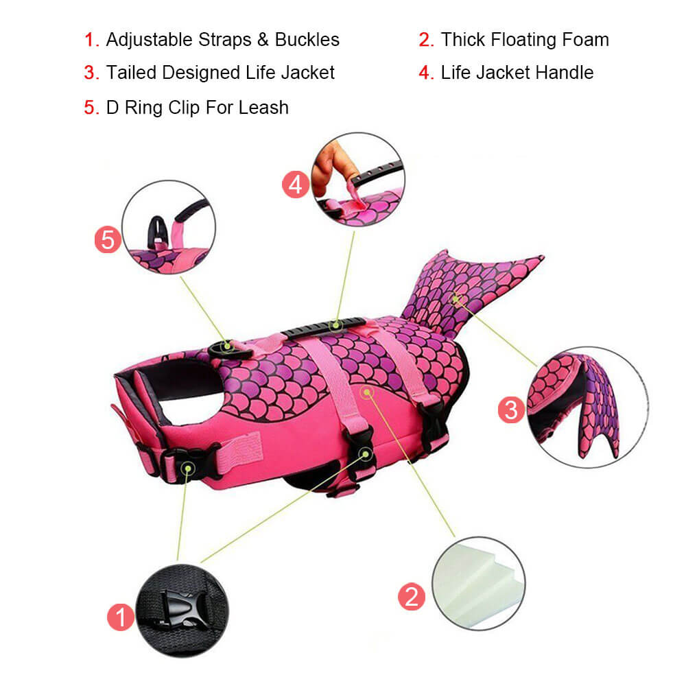 Dog Life Jacket Floating Vest With Adjustable Strap - Shark/Gray - by Famigift