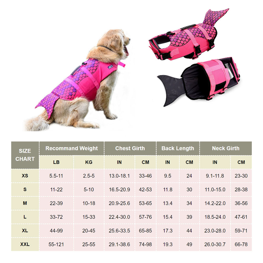 Dog Life Jacket Floating Vest With Adjustable Strap - Mermaid/Pink - by Famigift