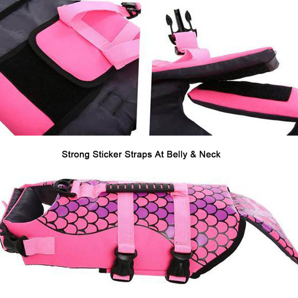 Dog Life Jacket Floating Vest With Adjustable Strap - Mermaid/Pink - by Famigift