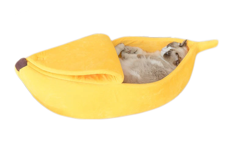 PetCare Soft Banana Shaped Cat Bed - Yellow - by Famigift