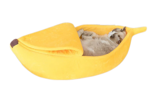 PetCare Soft Banana Shaped Cat Bed - Yellow - by Famigift