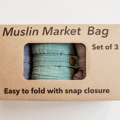 Muslin Shopping Bags- 3 Pack - by Famigift