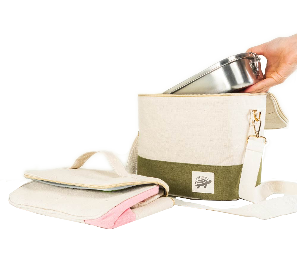 The Munchie Bag  - Insulated Lunch Bag with Strap - Pink & City Concrete - by Famigift