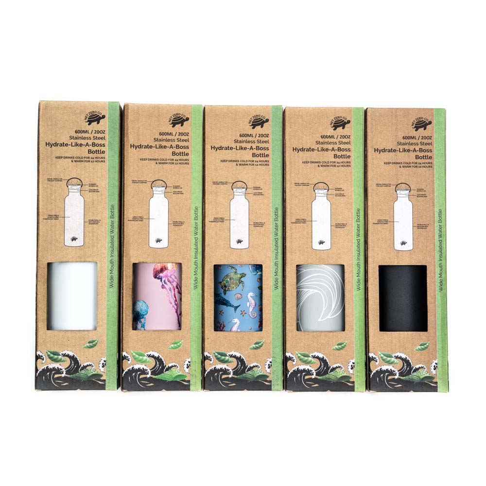 Double Wall Insulated Water Bottle - With Handle & Bamboo Lid - by Famigift