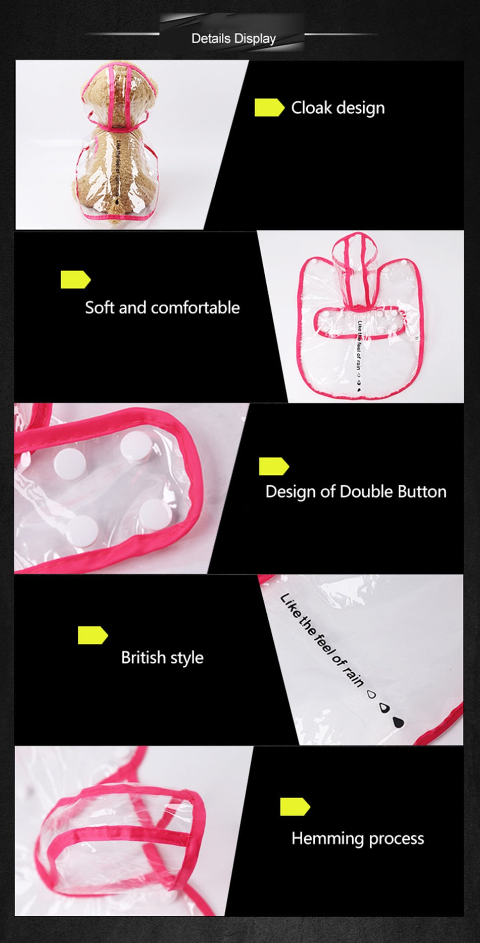 PetCare Transparent Raincoat for Dogs - Mei Red - by Famigift