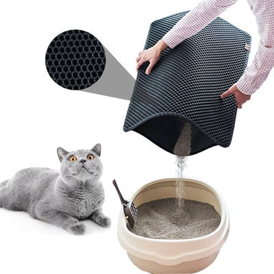 Cat Litter Catcher Waterproof Cat Litter Mat - Black - by Famigift