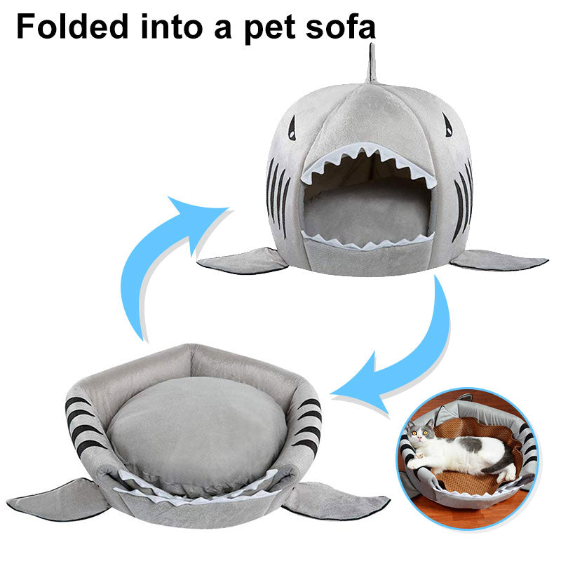 Shark Pet Bed Small Dog Cat House Indoor soft Kennel - Pink - by Famigift