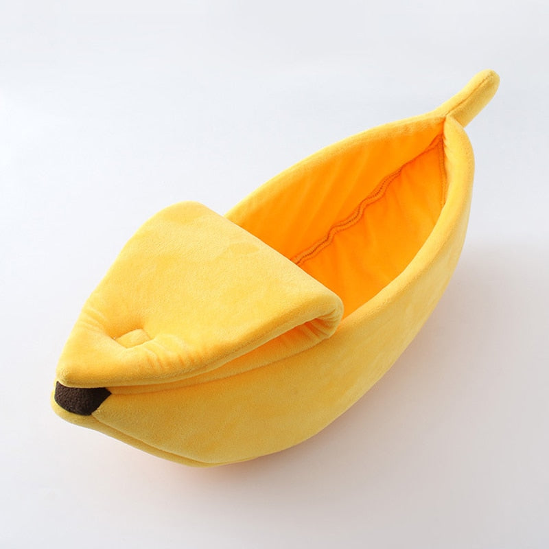 PetCare Soft Banana Shaped Cat Bed - Creamy-white - by Famigift
