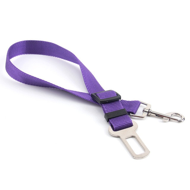 Pet Dog Cat Car Seat Belt Adjustable Harness Seatbelt Lead Leash for Small Medium Dogs Travel Clip Pet Supplies 5 Color - Purple - by Famigift