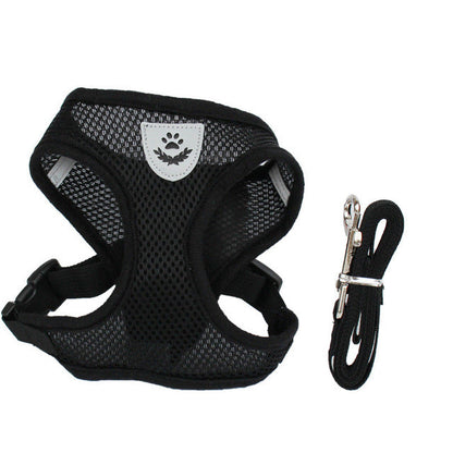 Dog Cat Pet Harness No-Pull Adjustable Outdoor Pet Vest Lead Leash - Black - by Famigift