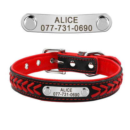 Fami Petcare Personalized Leather Collar - Red - by Famigift