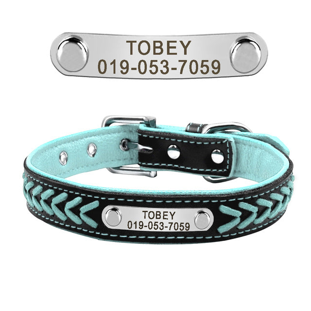 Fami Petcare Personalized Leather Collar - Blue - by Famigift
