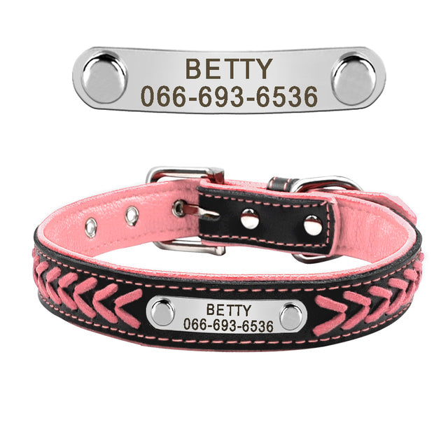 Fami Petcare Personalized Leather Collar - Red - by Famigift