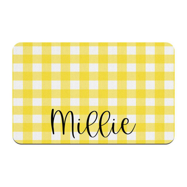 Fami Petcare Personalized Waterproof Placemat - Yellow Checkered - by Famigift