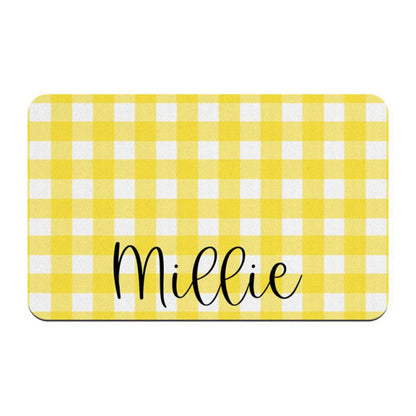 Fami Petcare Personalized Waterproof Placemat - Yellow Checkered - by Famigift