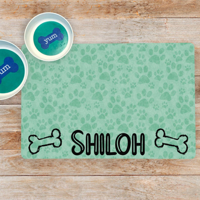 Fami Petcare Personalized Waterproof Placemat - Grey Checkered - by Famigift