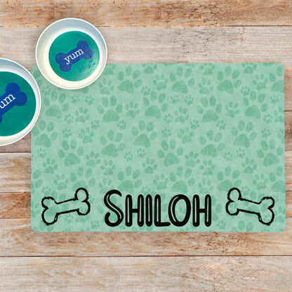 Fami Petcare Personalized Waterproof Placemat - Grey Checkered - by Famigift