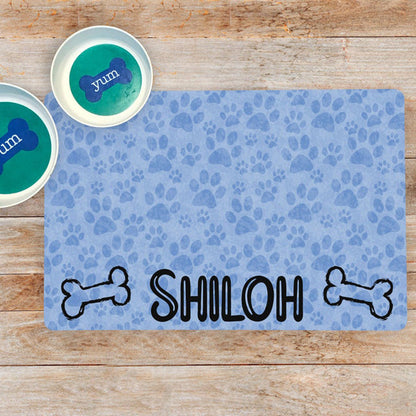 Fami Petcare Personalized Waterproof Placemat - Floral Checkered - by Famigift
