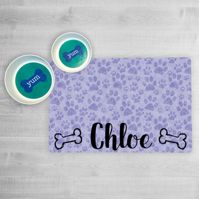 Fami Petcare Personalized Waterproof Placemat - Grey Checkered - by Famigift