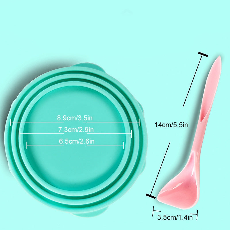Fami Petcare Universal Canned Food Lid Saver & Spoon - Light Blue Set - by Famigift
