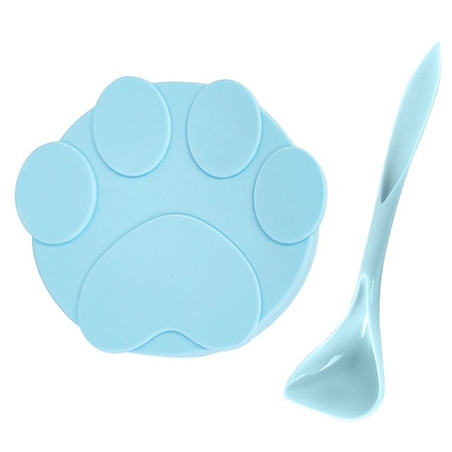 Fami Petcare Universal Canned Food Lid Saver & Spoon - Tan Lid & Pink Spoon Set - by Famigift