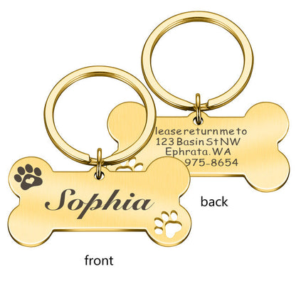 Fami Petcare Personalized ID Tag - Bone Tag - Gold - by Famigift