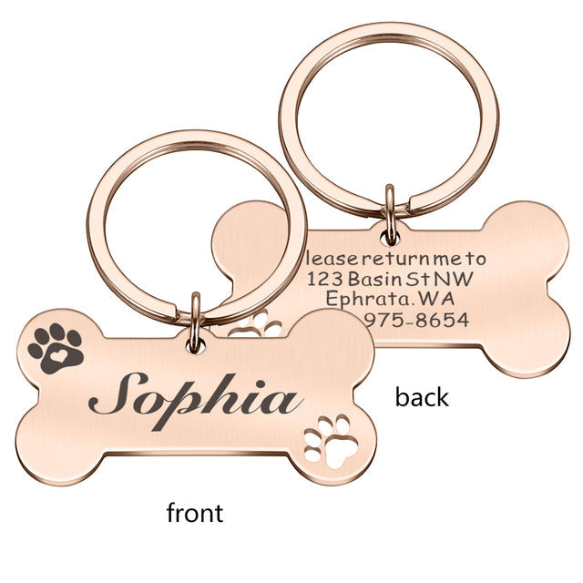 Fami Petcare Personalized ID Tag - Bone Tag - Gold - by Famigift