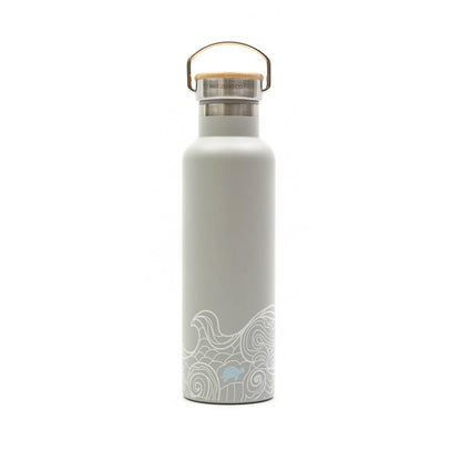 Double Wall Insulated Water Bottle - With Handle & Bamboo Lid - by Famigift