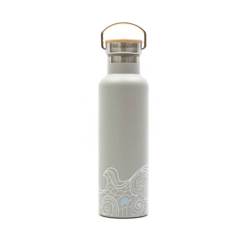 Double Wall Insulated Water Bottle - With Handle & Bamboo Lid - by Famigift