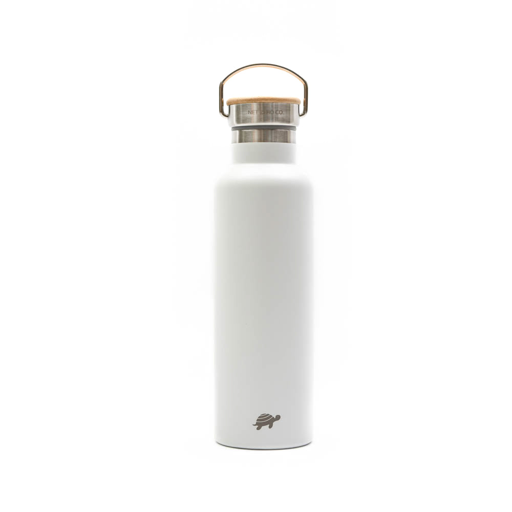 Double Wall Insulated Water Bottle - With Handle & Bamboo Lid - by Famigift